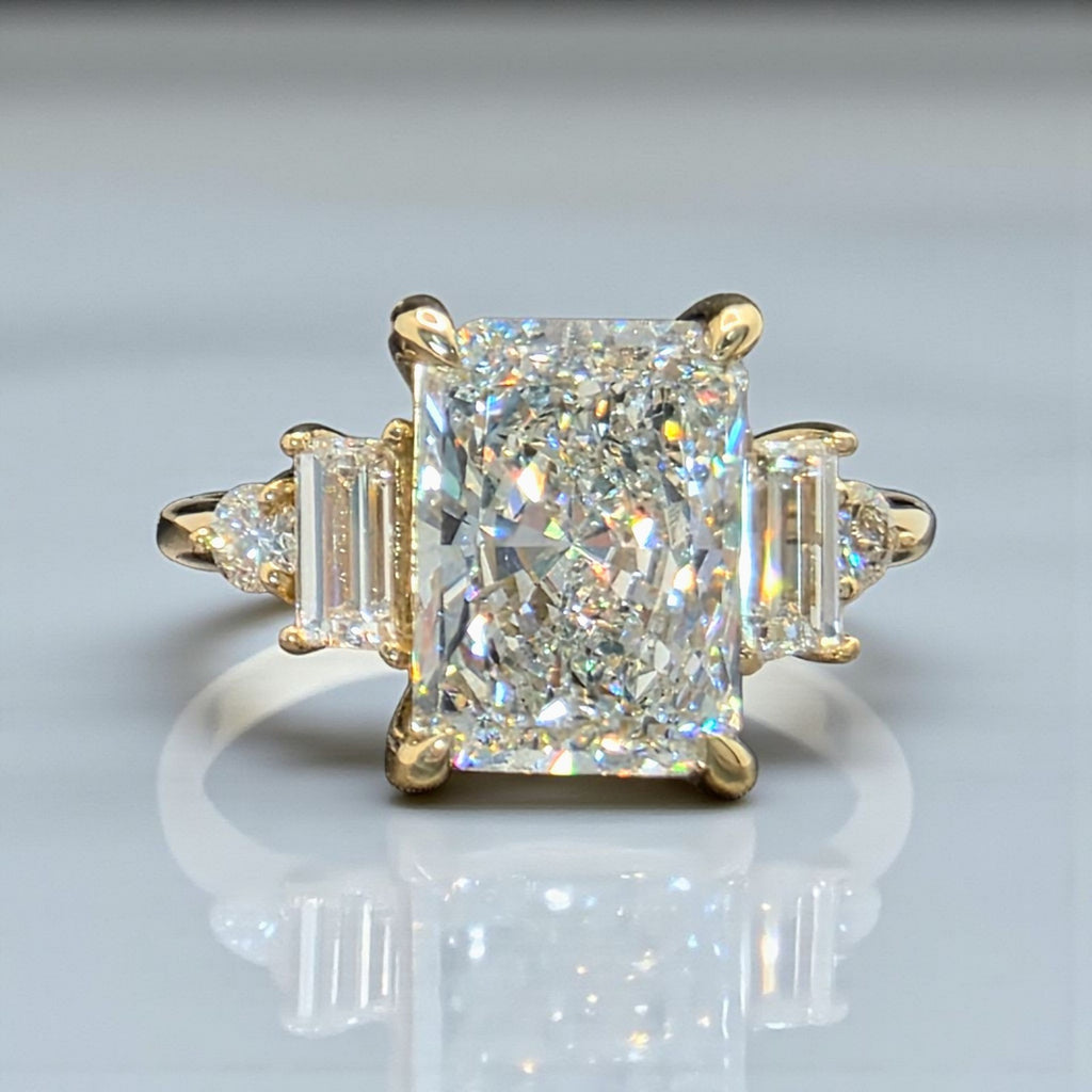 2.30 Ct Radiant E VS1 14k Yellow Lab Grown Diamond Ring IGI Certified