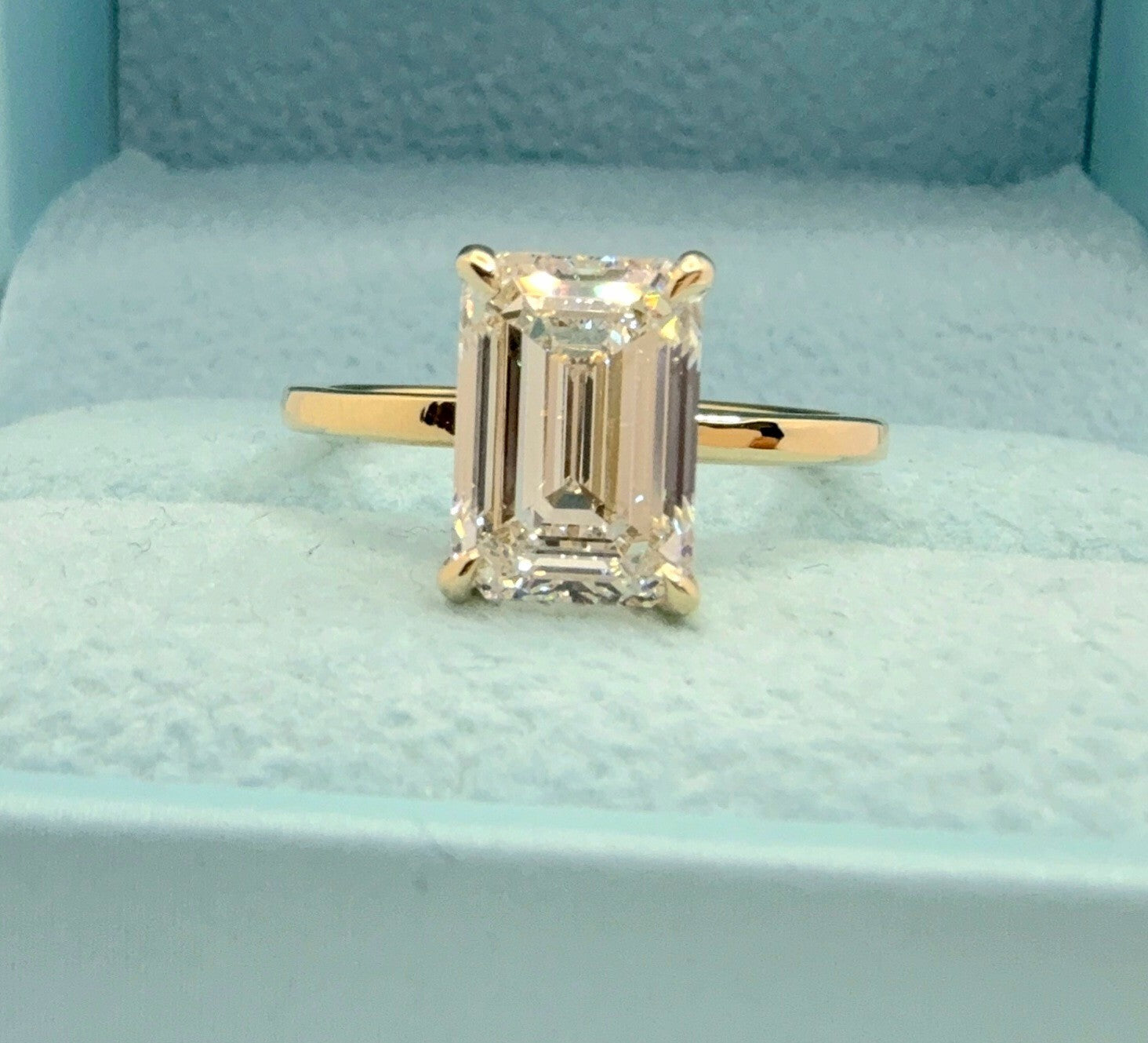 4.00 Ct D VS1 Emerald Cut Diamond Ring Lab Grown IGI Certified 14k Yellow Gold