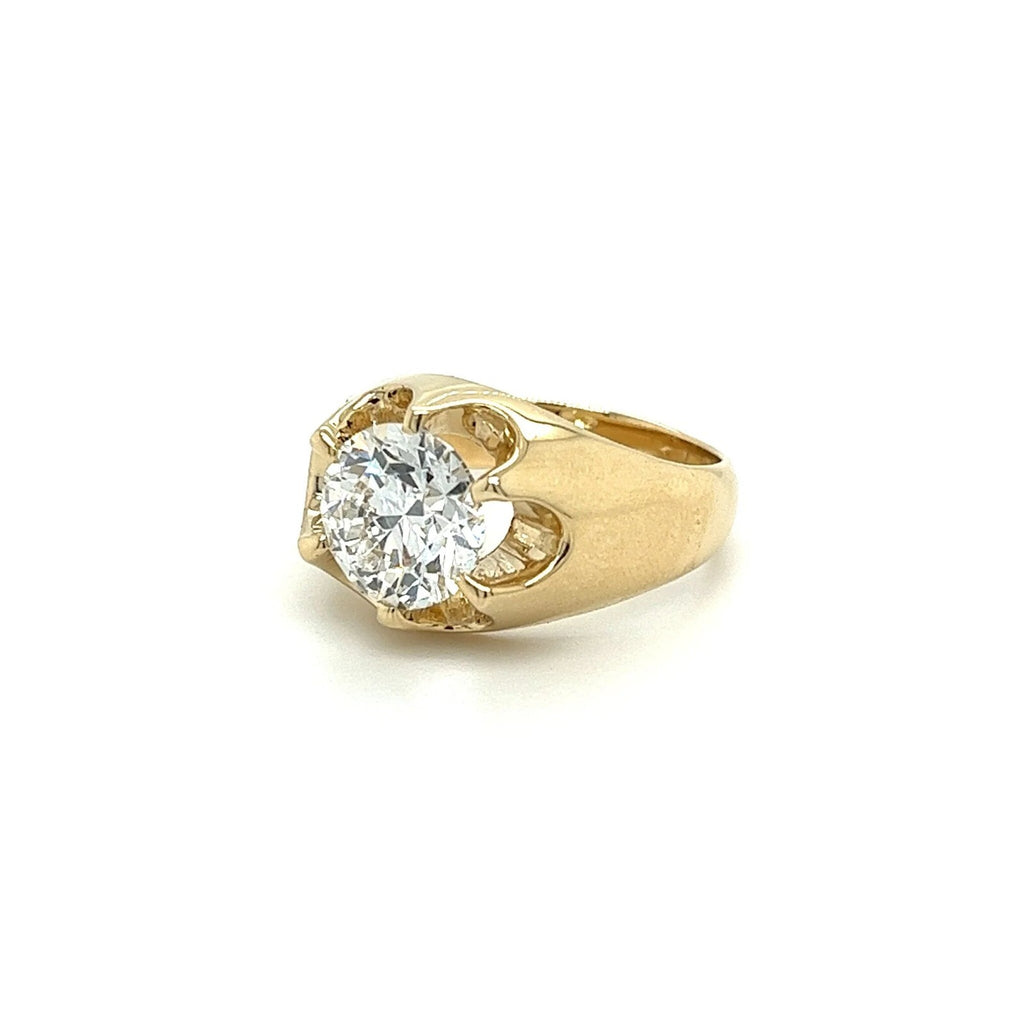 4.00 Ct Lab Grown Diamond F VS1 IGI Certified Men's Diamond Ring 14K Yellow Gold