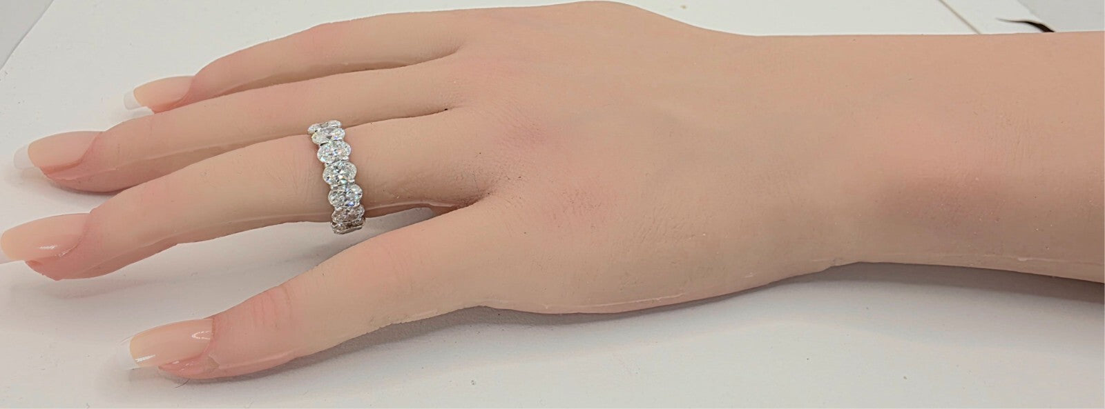 6.00 Ct Oval Lab Grown Diamond Eternity Band Ring 14k E VS GIA Authenticated