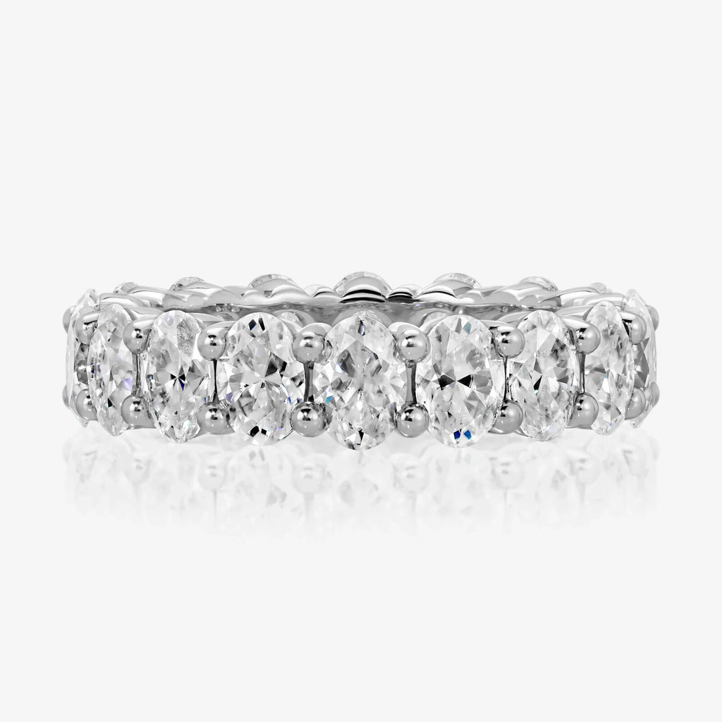 4.50 Ct Oval Lab Grown Diamond Eternity Band Ring 14k E VS GIA Authenticated
