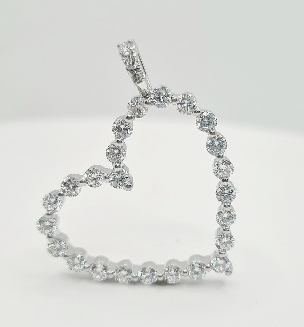 1.50 Carat Lab Grown Diamond Heart Pendant 14K Gold with Chain