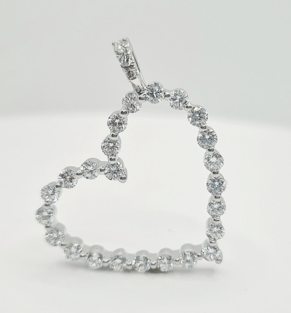 1.50 Carat Lab Grown Diamond Heart Pendant 14K Gold with Chain