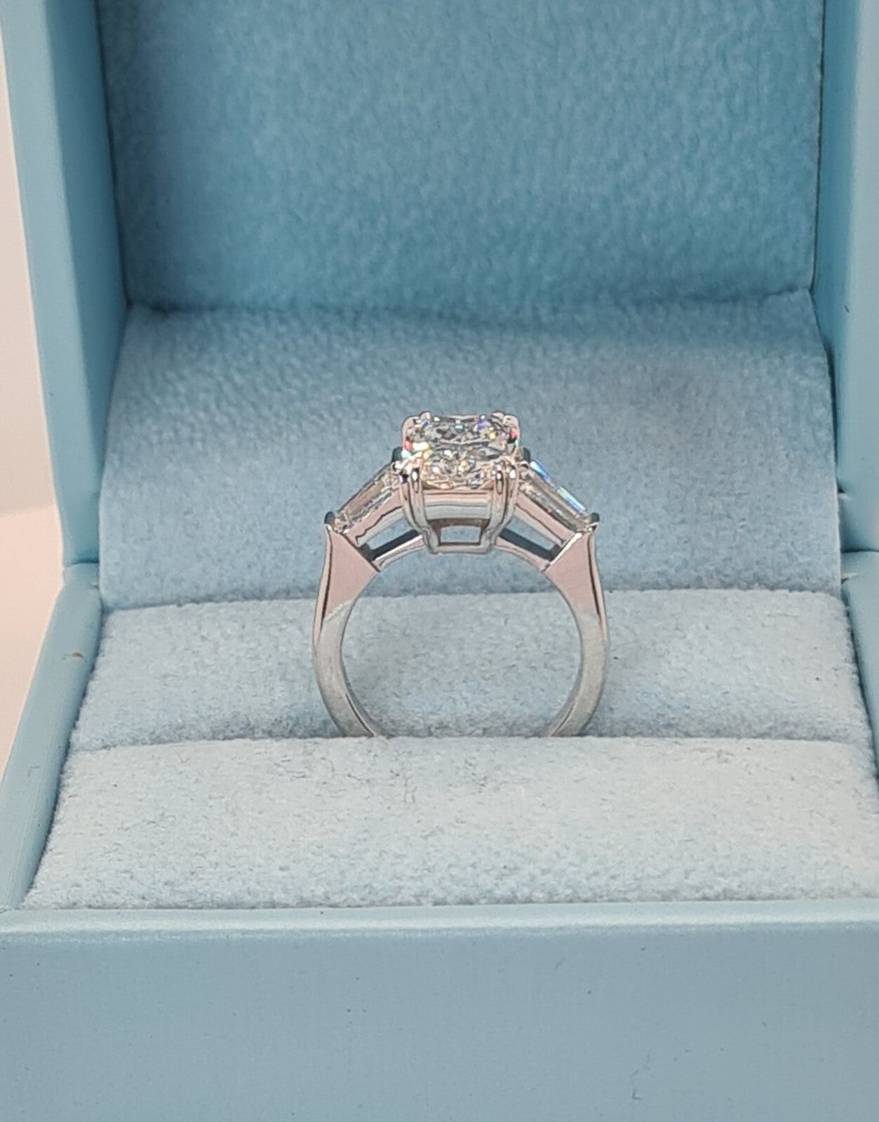 3.70 Ct E VS1 Radiant Lab Grown Diamond Ring IGI Certified 14k White Gold