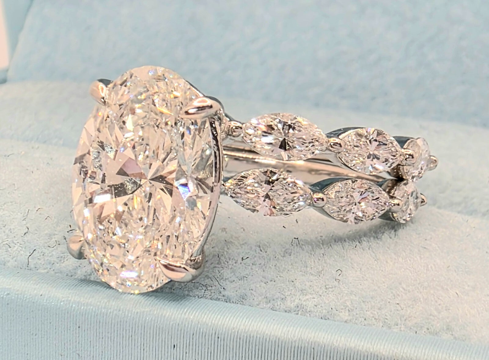 4.75 Ct E VS1 Lab Grown Diamond Engagement Ring IGI Certified 14k White W/ Band