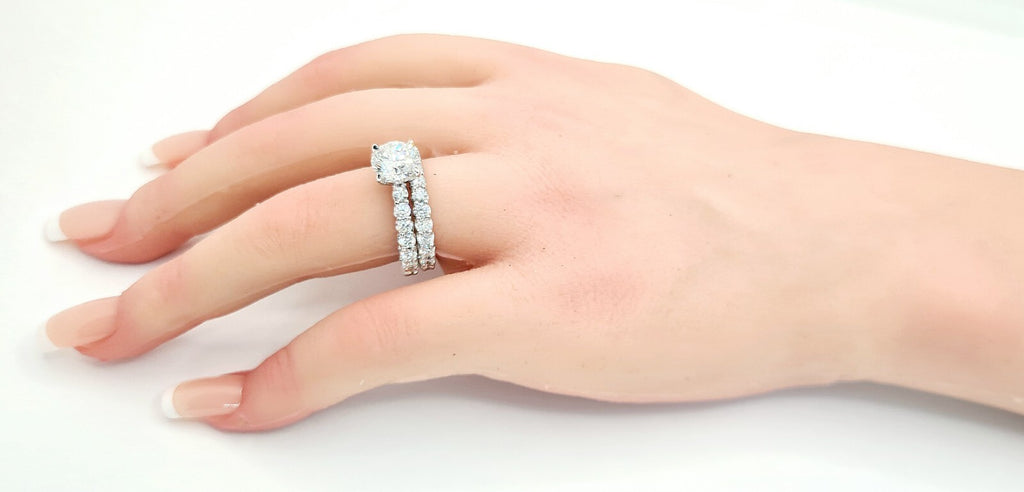 6.07 Ct E VVS2 Lab Grown Platinum Diamond Engagement Ring With Matching Band