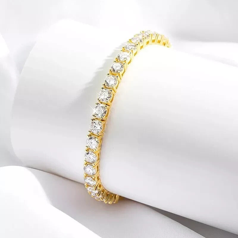 18 Ct TW Round Diamond 7" Tennis Bracelet 14k Yellow Gold Lab Grown Color D VS