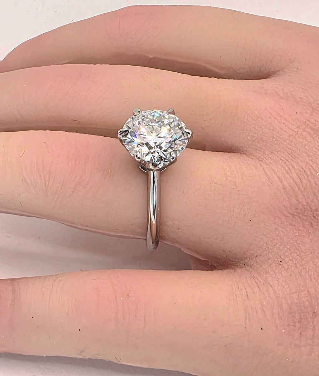 5.00 Ct F VVS2 Round Solitaire 14k White Lab Grown Diamond Ring IGI Certified