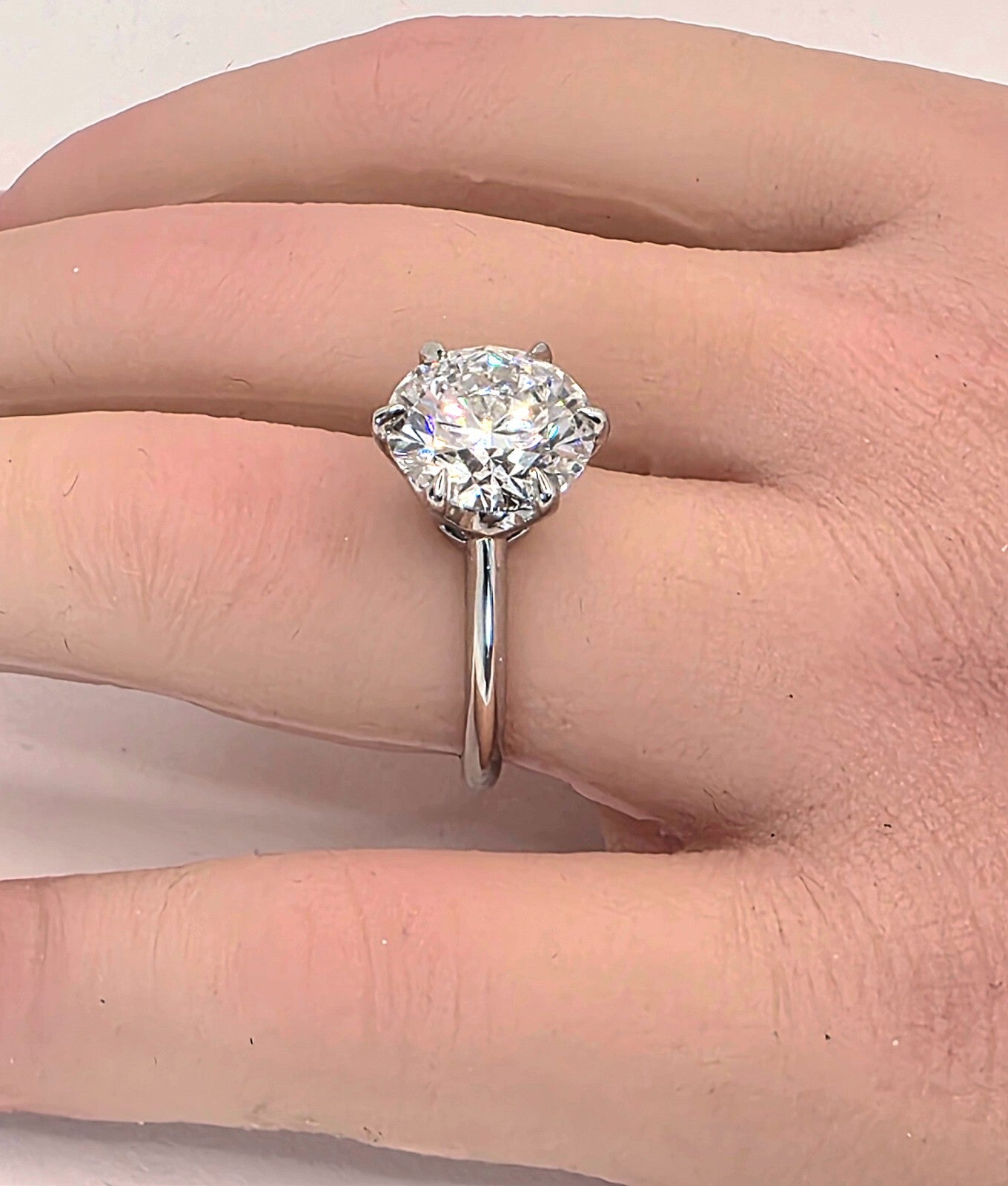5.00 Ct F VVS2 Round Solitaire 14k White Lab Grown Diamond Ring IGI Certified
