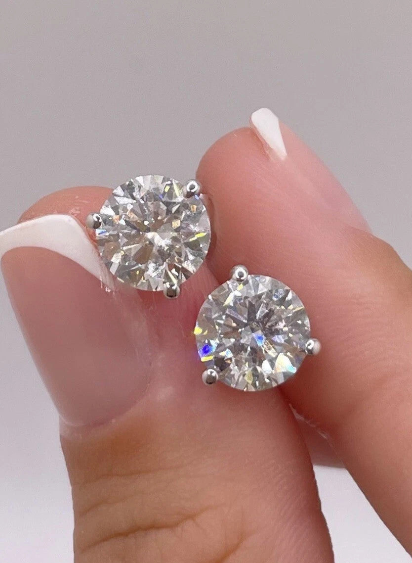3.00 Ct D VS1 Round Lab Grown Diamond Stud Earrings IGI Certified 14k Gold