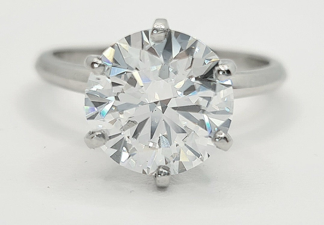 3.00 Ct E VS1 Round Solitaire Platinum Lab Grown Diamond Ring IGI Certified