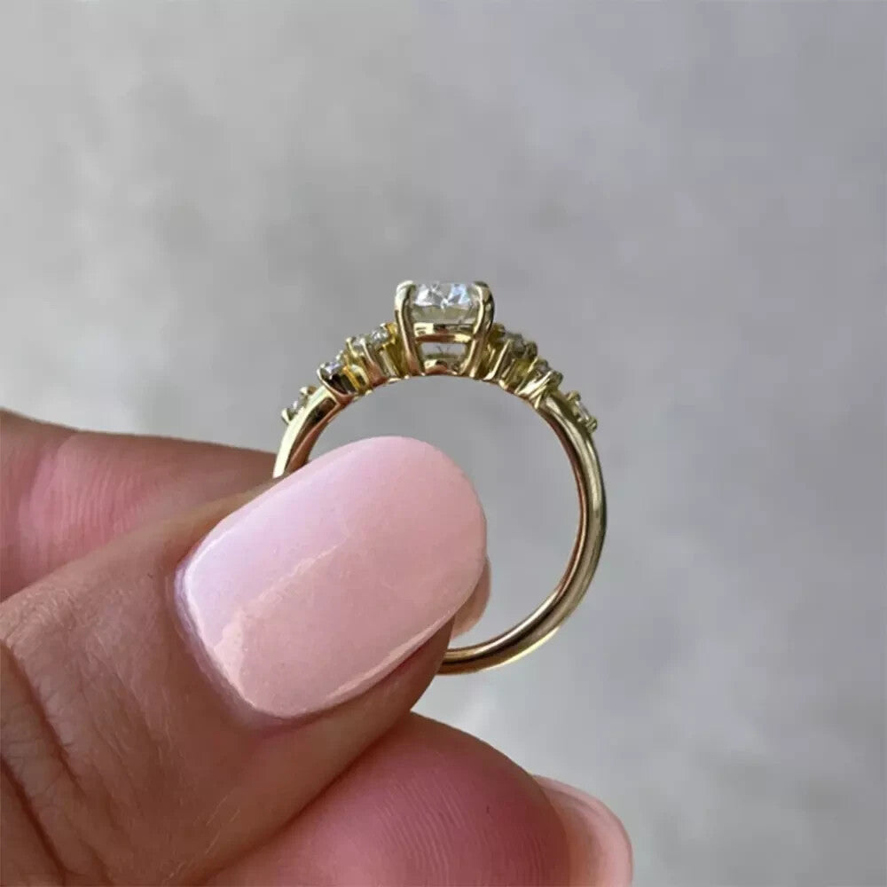 1.20 Ct Oval Lab Grown Diamond Ring IGI Certified D VS1 18k Yellow Gold