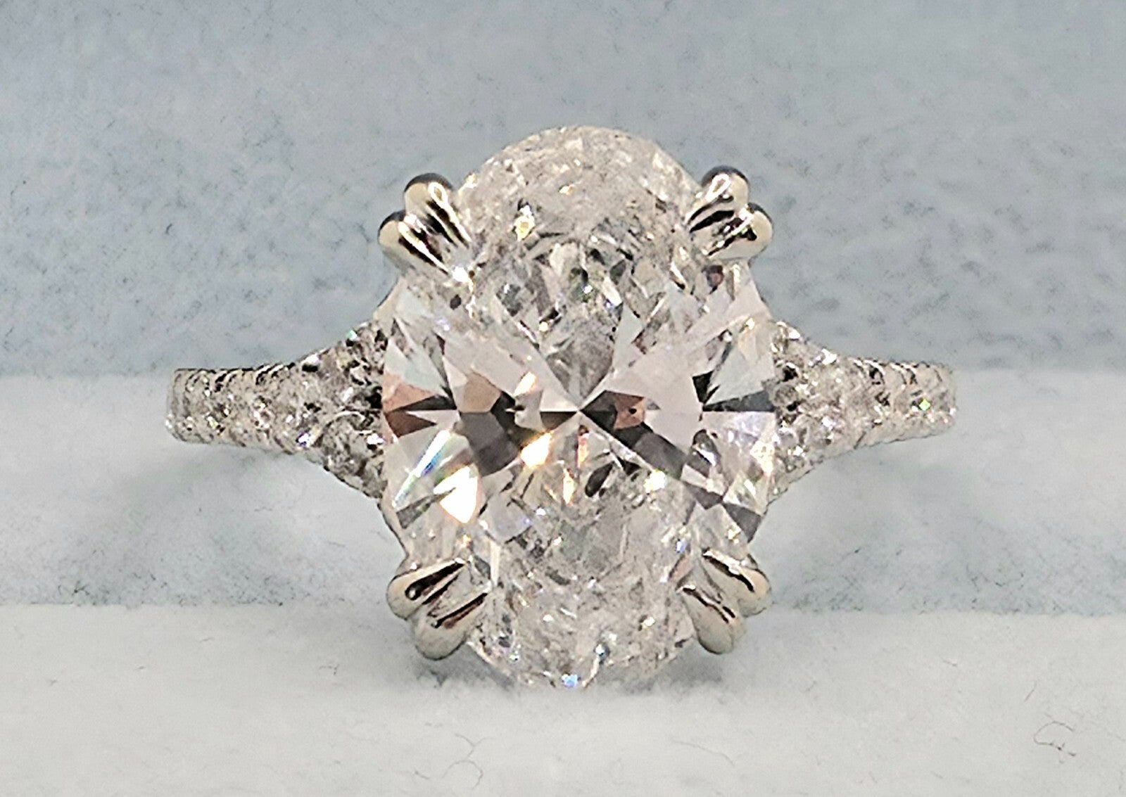 3.40 Ct E VS1 Oval Lab Grown Diamond Engagement Ring 14k White IGI Certified