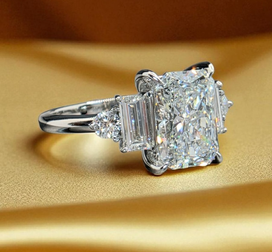 2.30 Ct Radiant D VS1 Platinum Lab Grown Diamond Ring IGI Certified