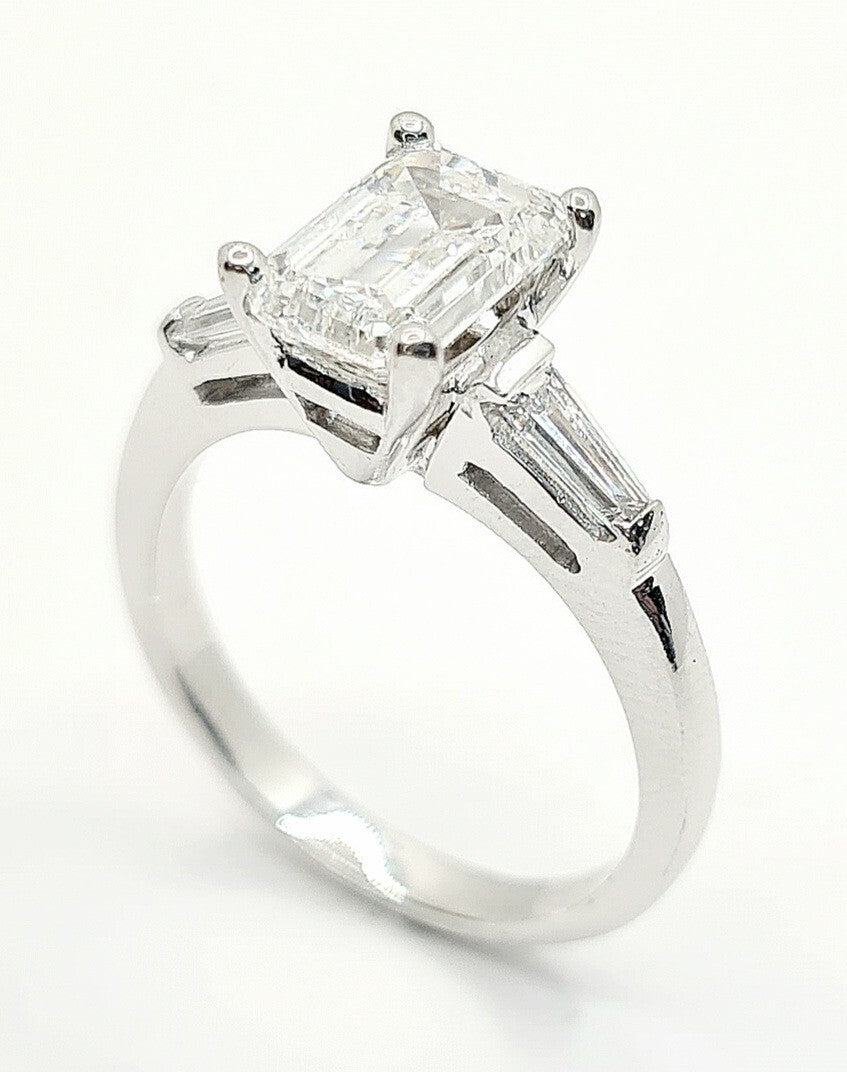 3.30 Ct Lab Grown Emerald Cut Diamond Engagement Ring IGI Certified 14k Sz 8