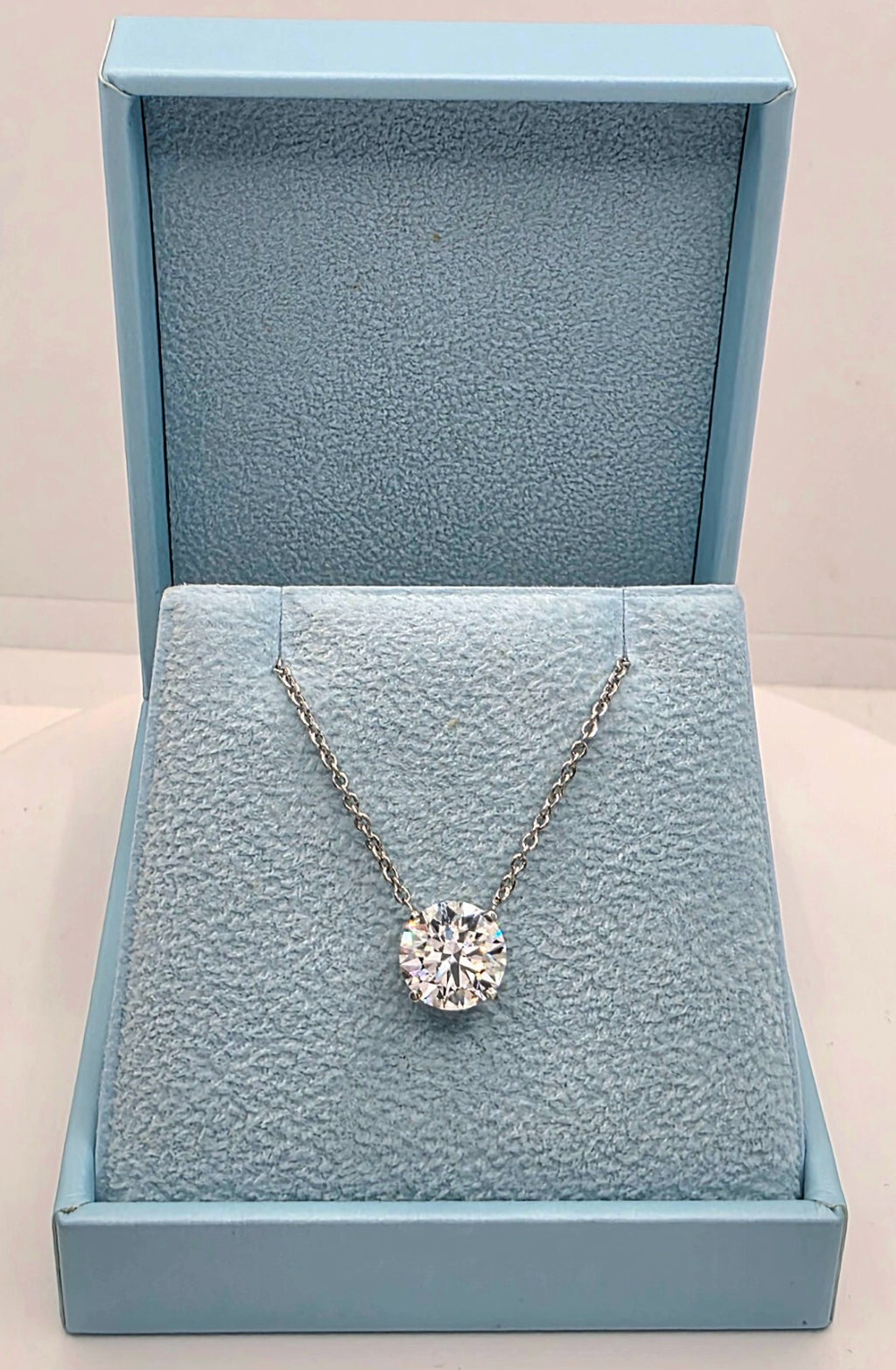 3.00 Ct D VS1 Round Lab Grown Diamond Pendant 14k White Gold IGI Certified