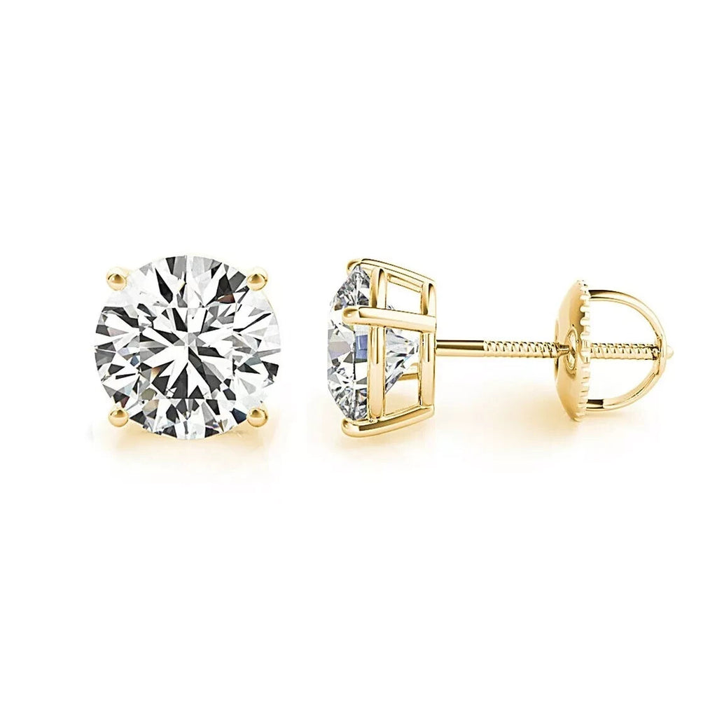 3.00 Carat IGI Certified E VS1 Lab Grown Diamond Stud Earrings 14K Yellow Gold