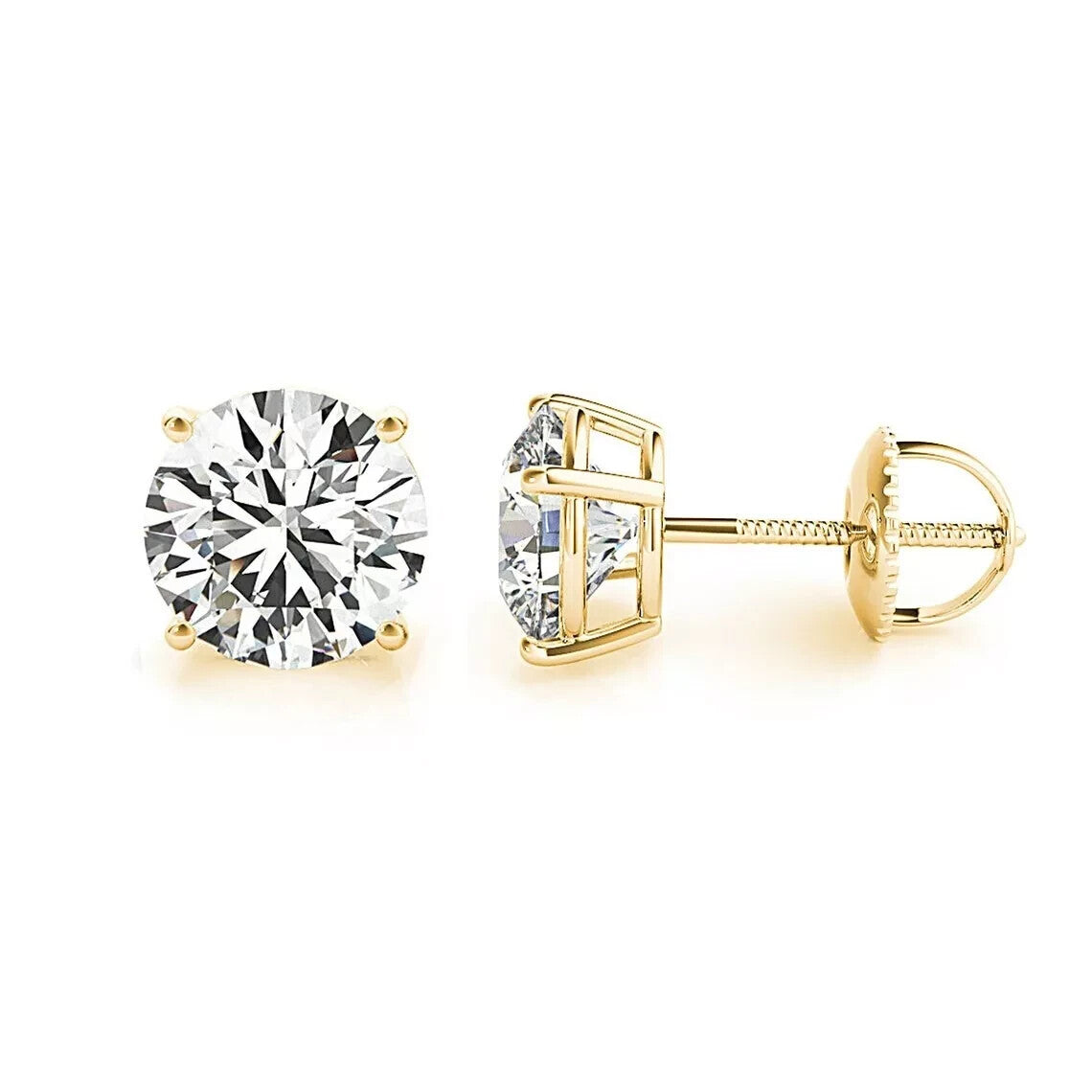 3.00 Carat IGI Certified E VS1 Lab Grown Diamond Stud Earrings 14K Yellow Gold