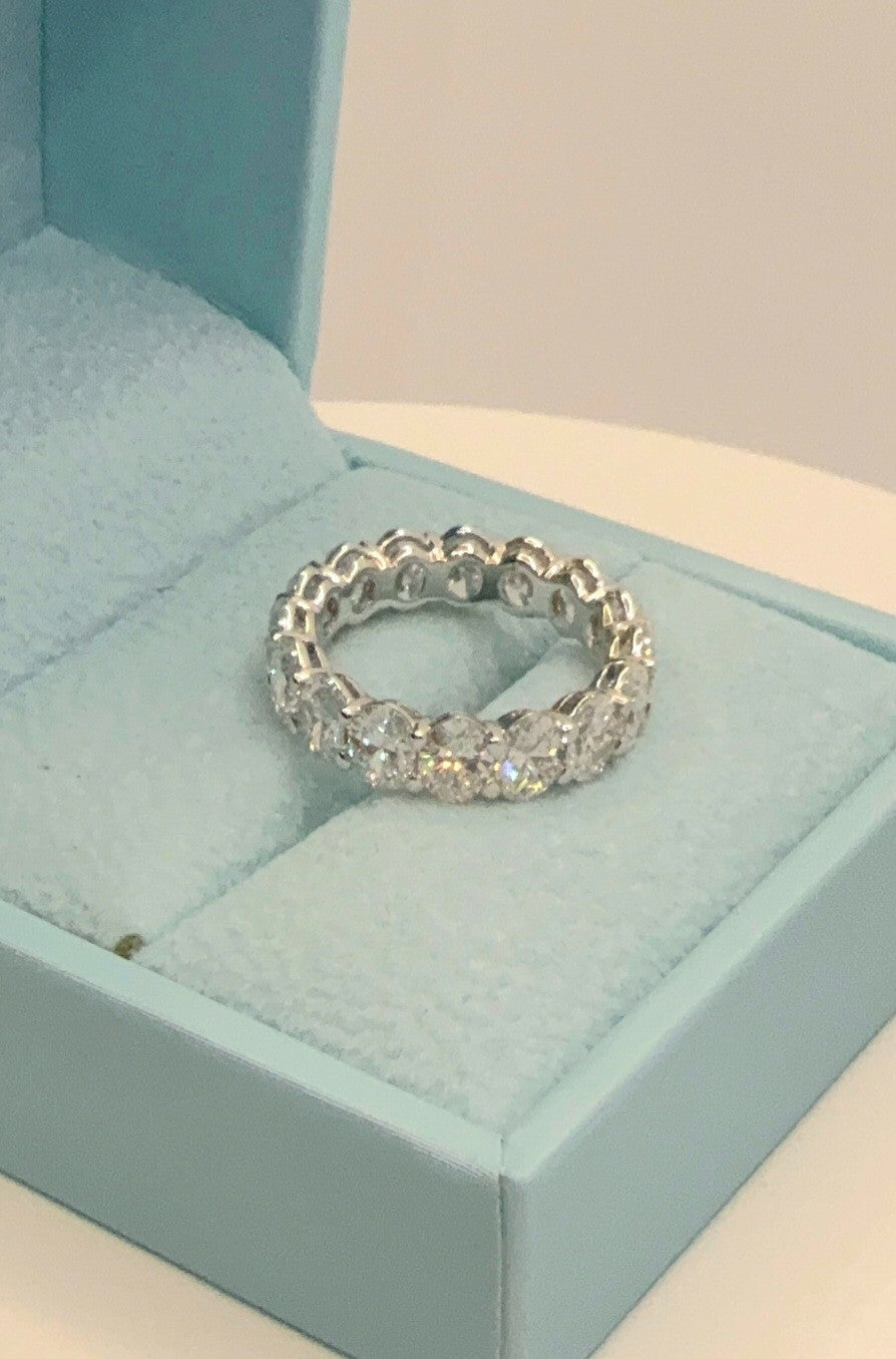 6.50 Ct Oval Lab Grown Diamond Eternity Band Ring 14k F VS GIA Authenticated