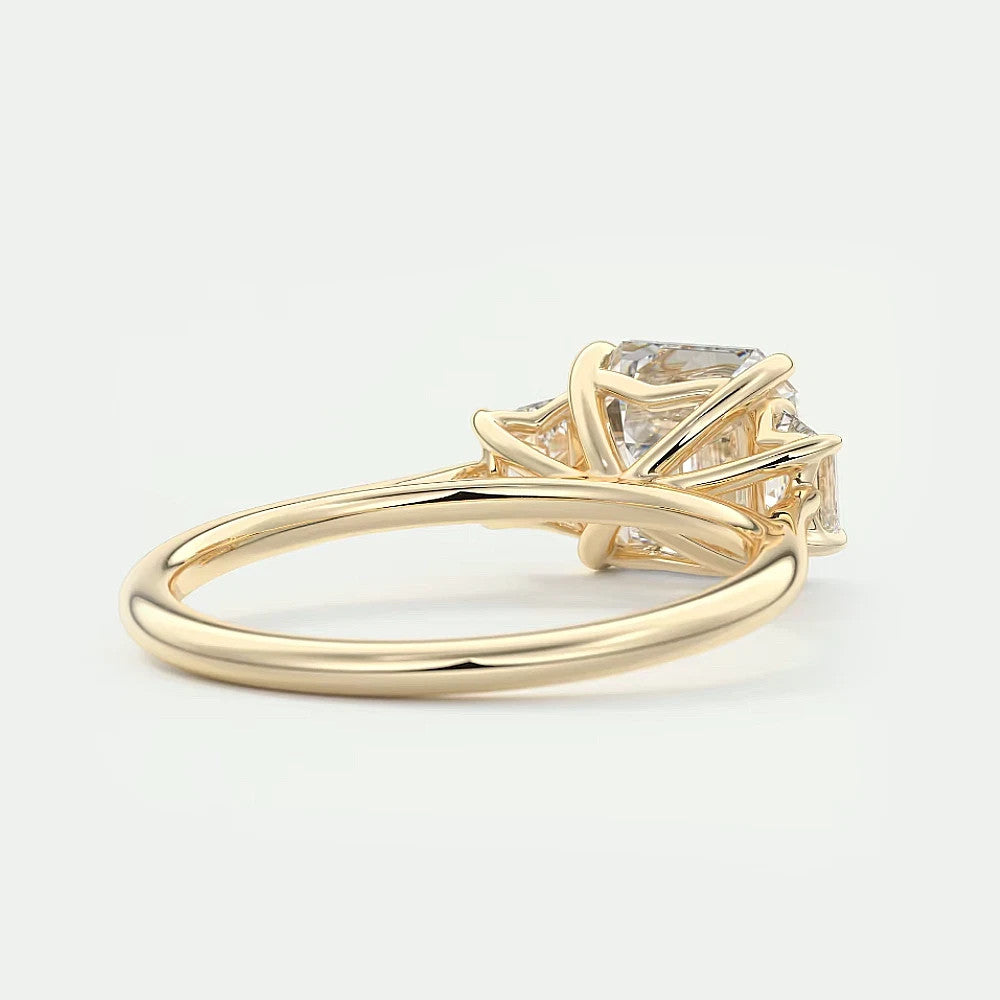 2.50 Ct D VS1 Asscher Cut Lab Grown Diamond Ring 14k Yellow Gold IGI Certified