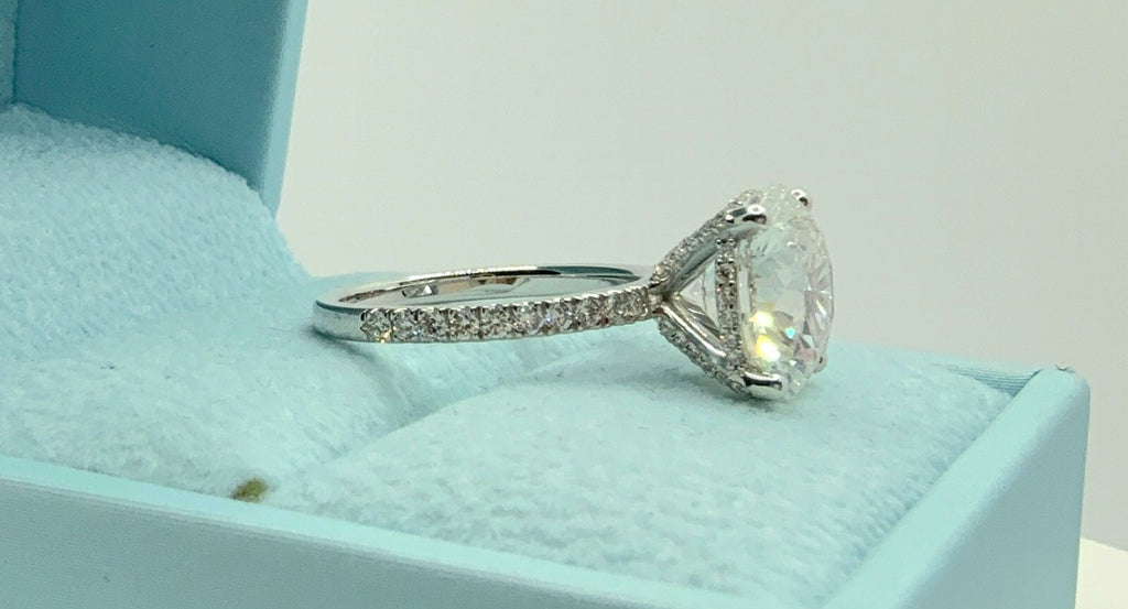 4.43 Ct E VS1 Round Lab Grown Diamond Engagement Ring 14k White IGI Certified