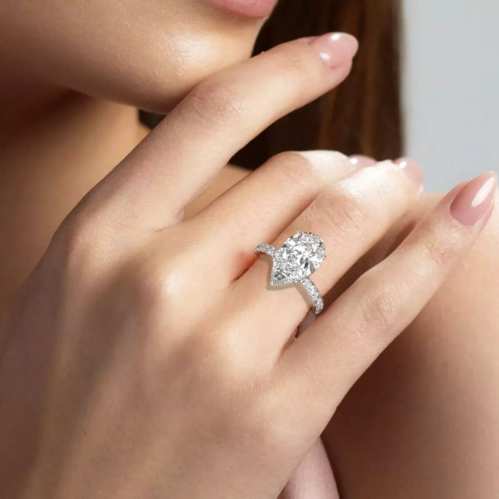 IGI 6 CT, Solitaire Lab-Grown Pear Diamond Engagement Ring, 950 Platinum