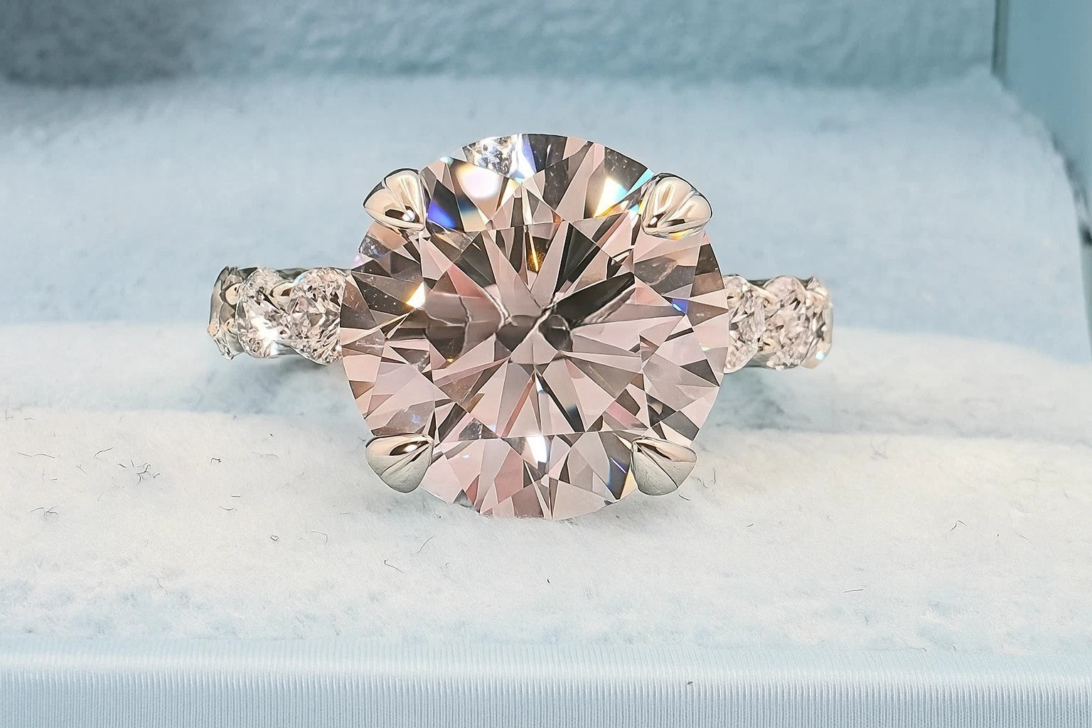 4.60 Ct F VS1 Round Diamond Engagement Ring IGI Certified Lab Grown 14k White