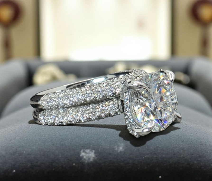 4.00 Ct D VS1 Round Lab Grown 14k White Diamond Engagement Ring IGI Certified