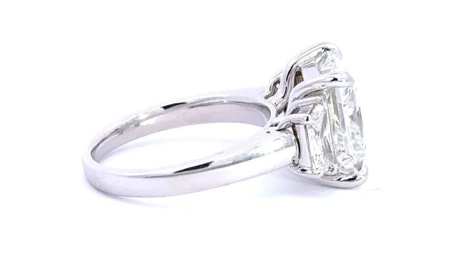 6.00 Carat Princess Diamond Three 3 Stone Ring IGI Certified Lab Grown Platinum