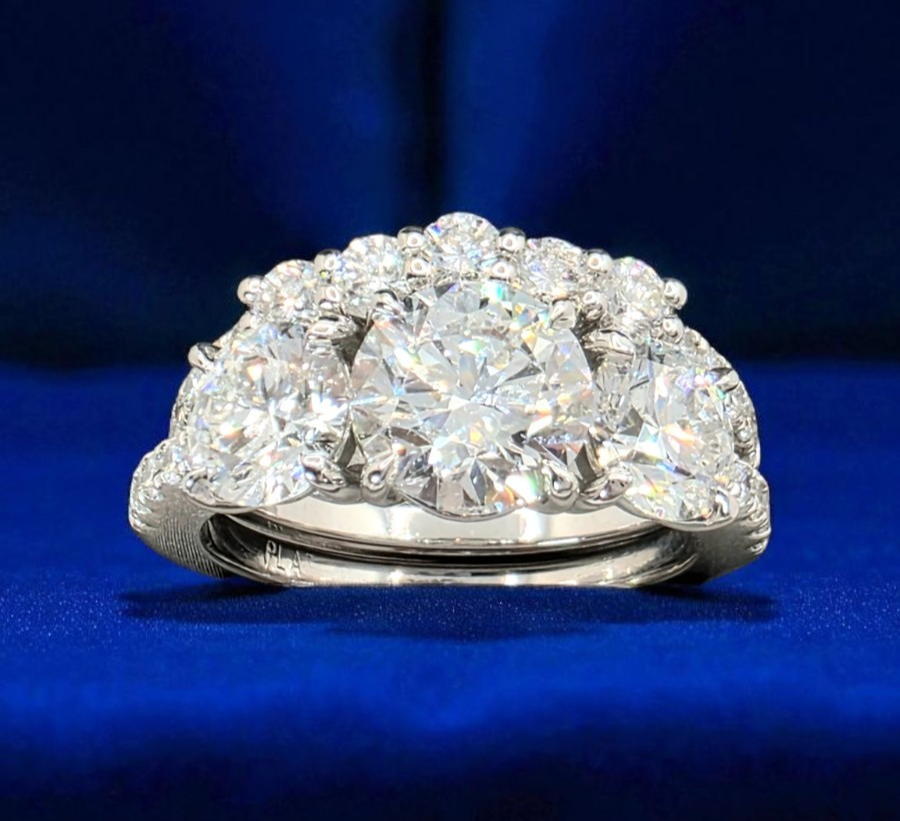 5.00 Ct D VS1 Lab Grown Diamond Ring With Matching Band IGI Certified 14k Gold