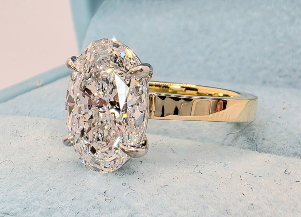 4.00 Ct D VS1 Solitaire Oval Lab Grown Diamond Ring IGI Certified 18k