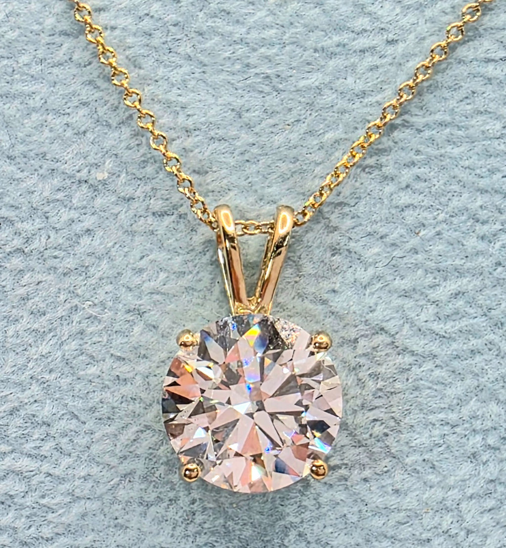 4.00 Ct E VS2 Lab Grown Diamond Solitaire Pendant 14k with Chain IGI Certified