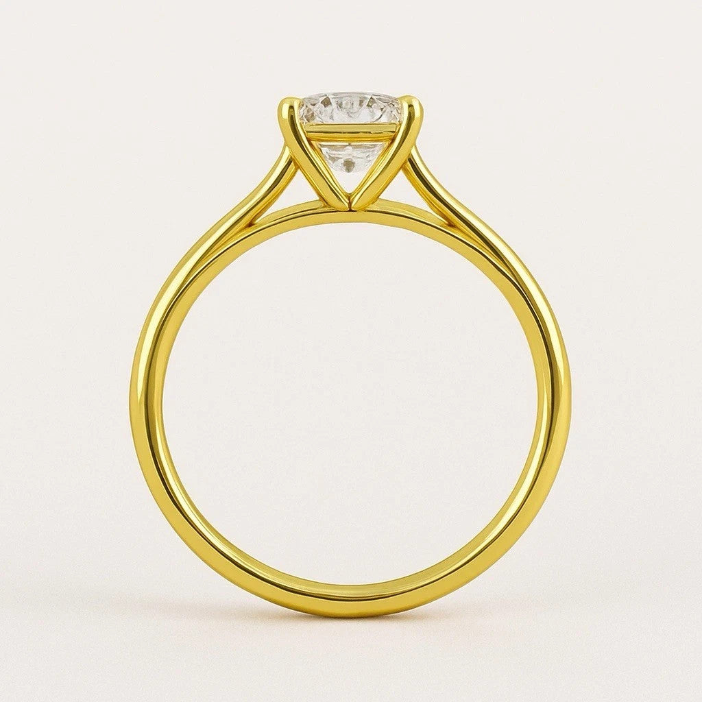 1.00 Carat IGI Certified D VS1 Lab Grown Round Diamond Ring 14k Yellow