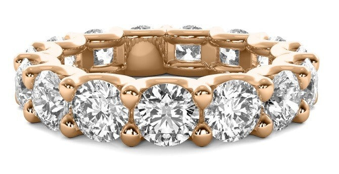5 Ct Round Lab Grown Diamond Eternity Band Ring 14k Rose E VS GIA Authenticated