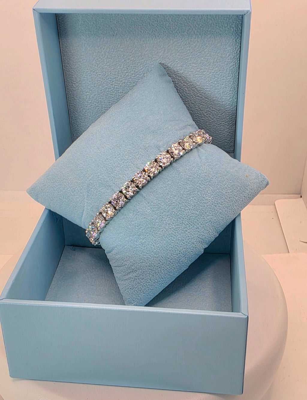20.60 Ct D VS1 Lab Grown Diamond Tennis Bracelet 14k White Gold 7 Inches