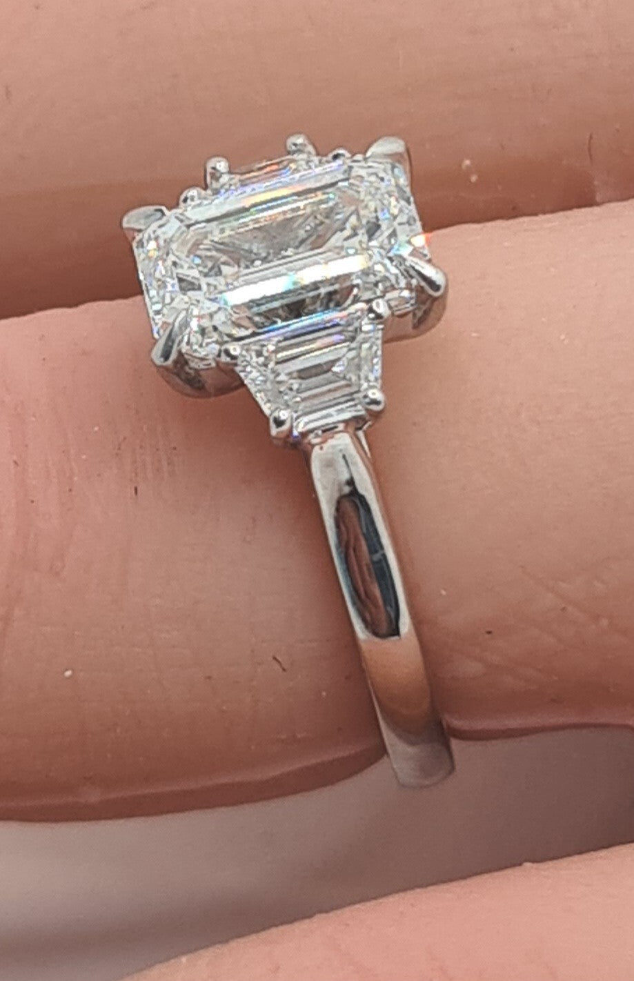 3.00 Carat Lab Grown Diamond 3 Stone Ring D VS1 IGI Certified Platinum