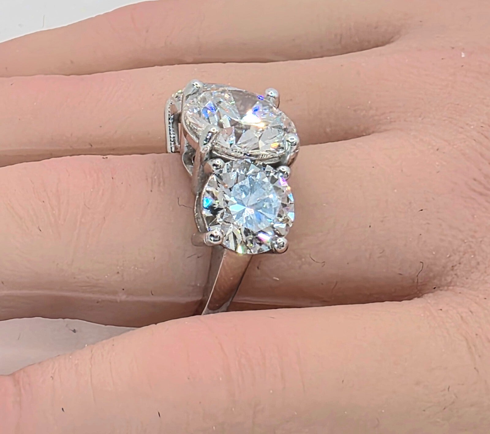 10.00 Carat Round Diamond Three 3 Stone Ring IGI Certified Lab Grown 14k White