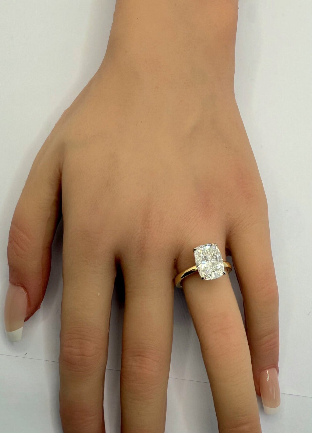 5.00 Carat Cushion F VS1 14k Yellow Lab Grown Diamond Ring IGI Certified