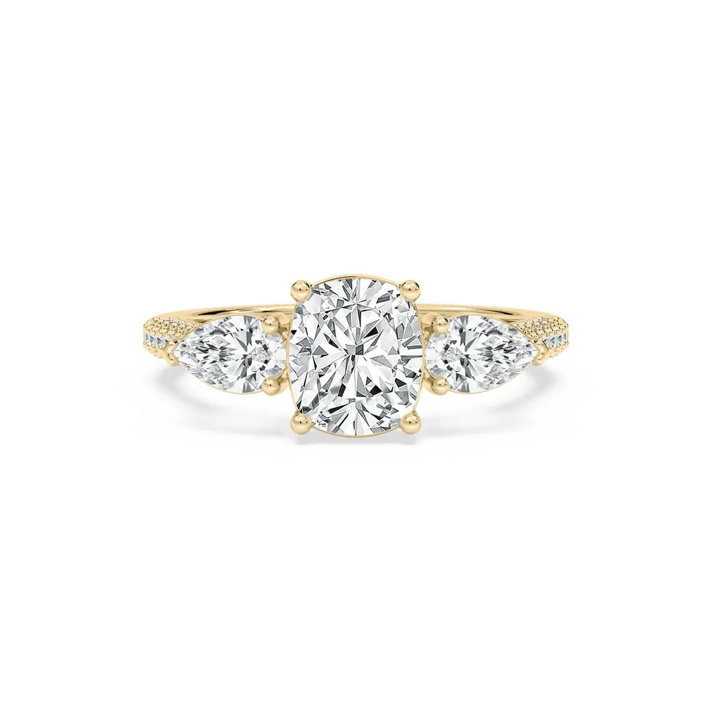 4.18 Ct E VS1 Cushion Lab Grown Diamond Ring 14k Yellow Gold IGI Certified