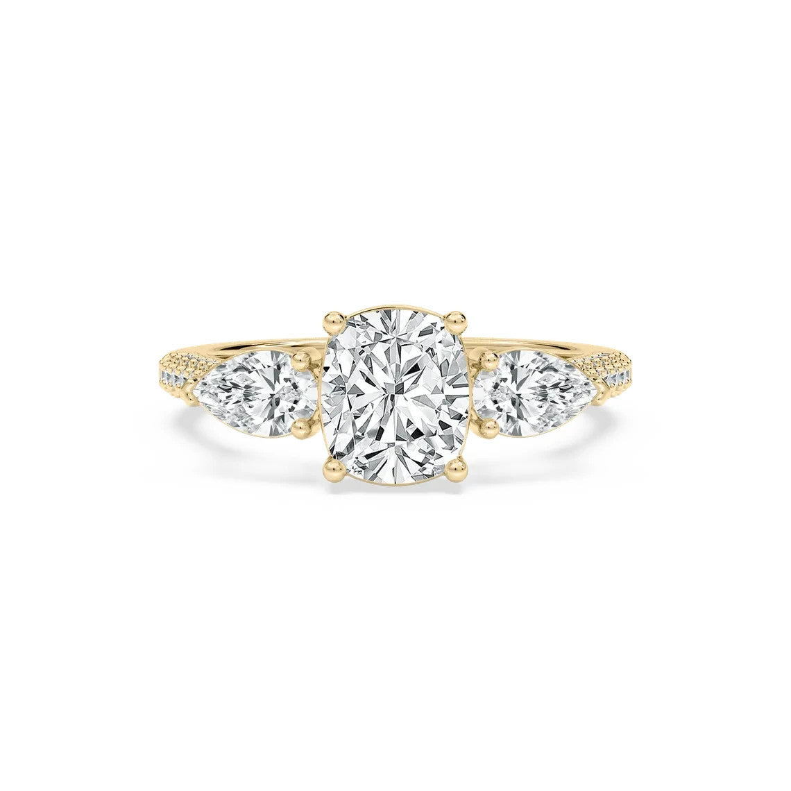 4.18 Ct E VS1 Cushion Lab Grown Diamond Ring 14k Yellow Gold IGI Certified