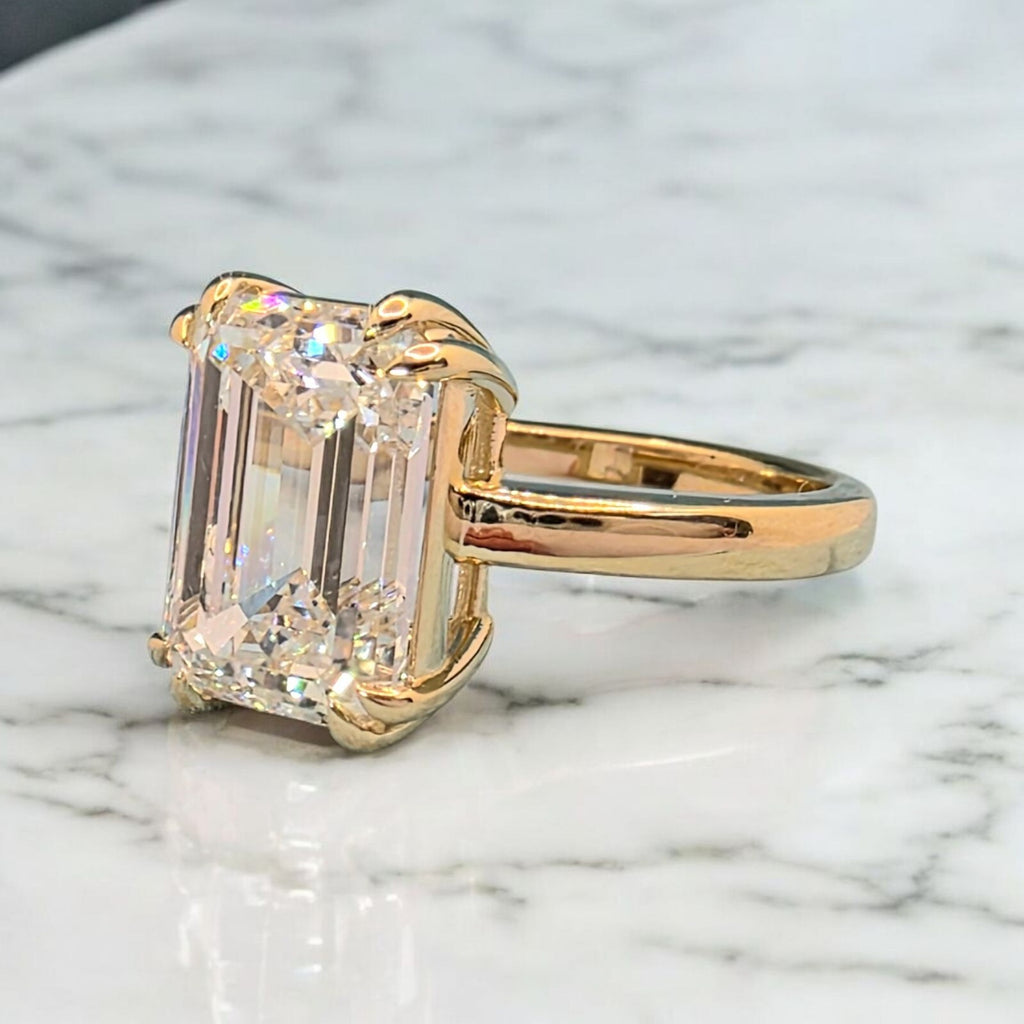 4.00 Carat IGI Certified Emerald Cut E VS1 Lab Grown Diamond Ring 14k Gold