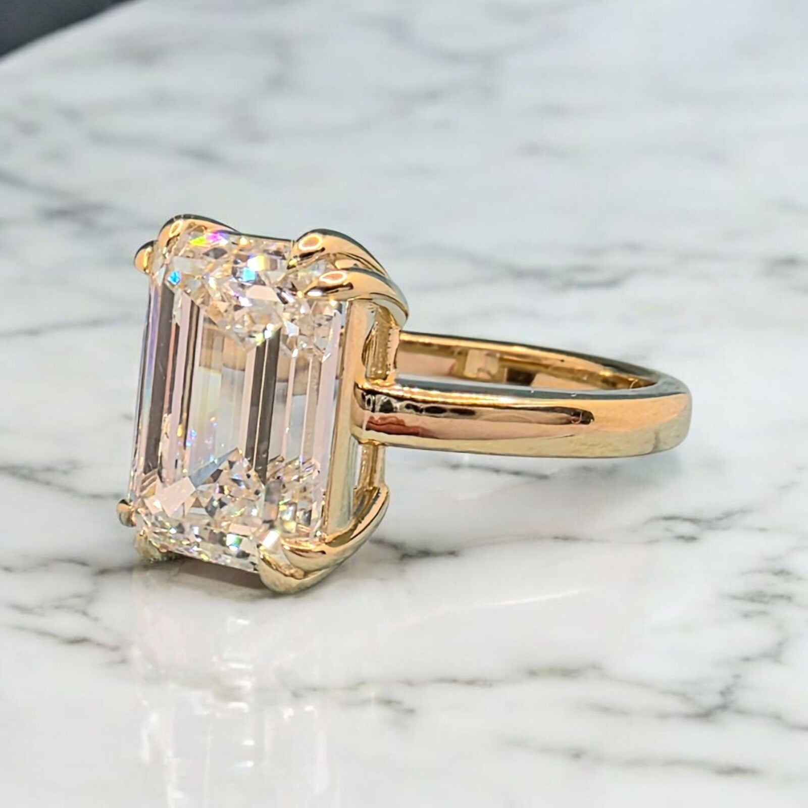 4.00 Carat IGI Certified Emerald Cut E VS1 Lab Grown Diamond Ring 14k Gold