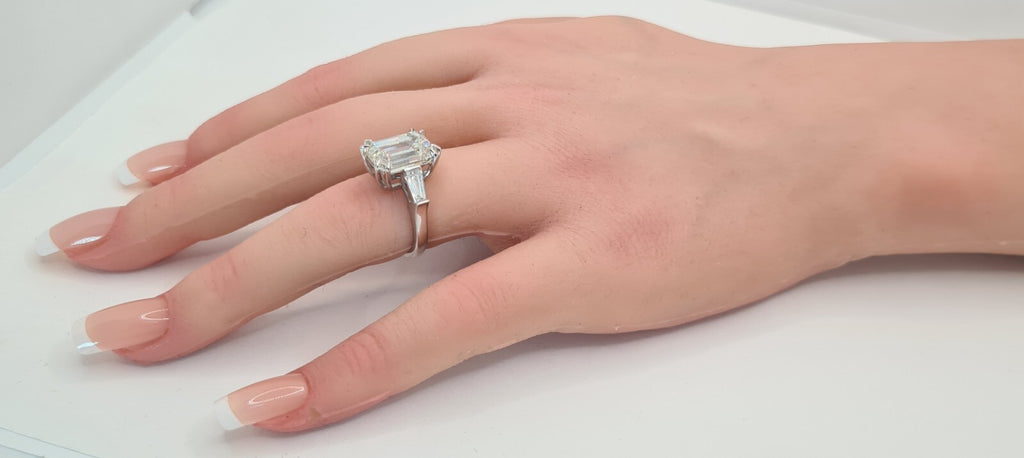 6.50 Ct E VS1 Emerald Cut Lab Grown Diamond Ring IGI Certified 14k White Gold