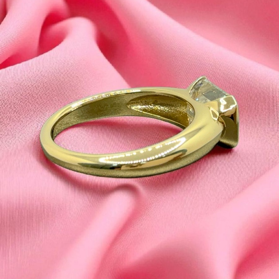 3.00 Ct IGI D VS1 Certified Emerald Cut Lab Grown Diamond Ring East West 14k