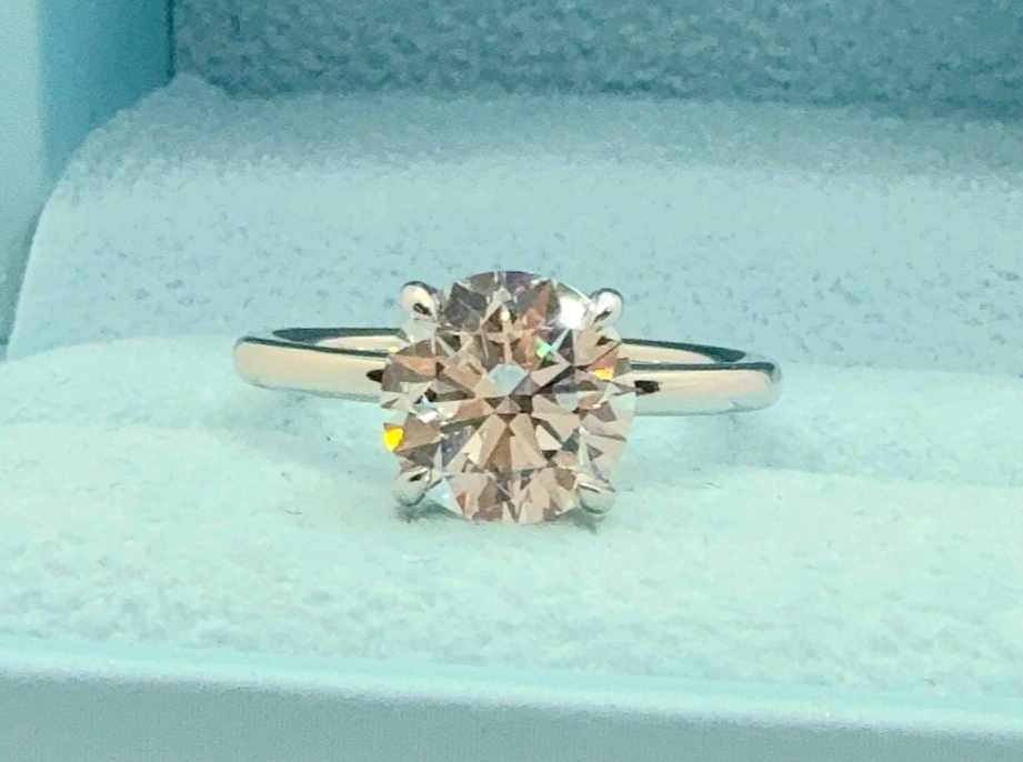 3.00 Ct D VS1 Round Lab Grown Diamond Engagement Ring 14k White Gold IGI Cert
