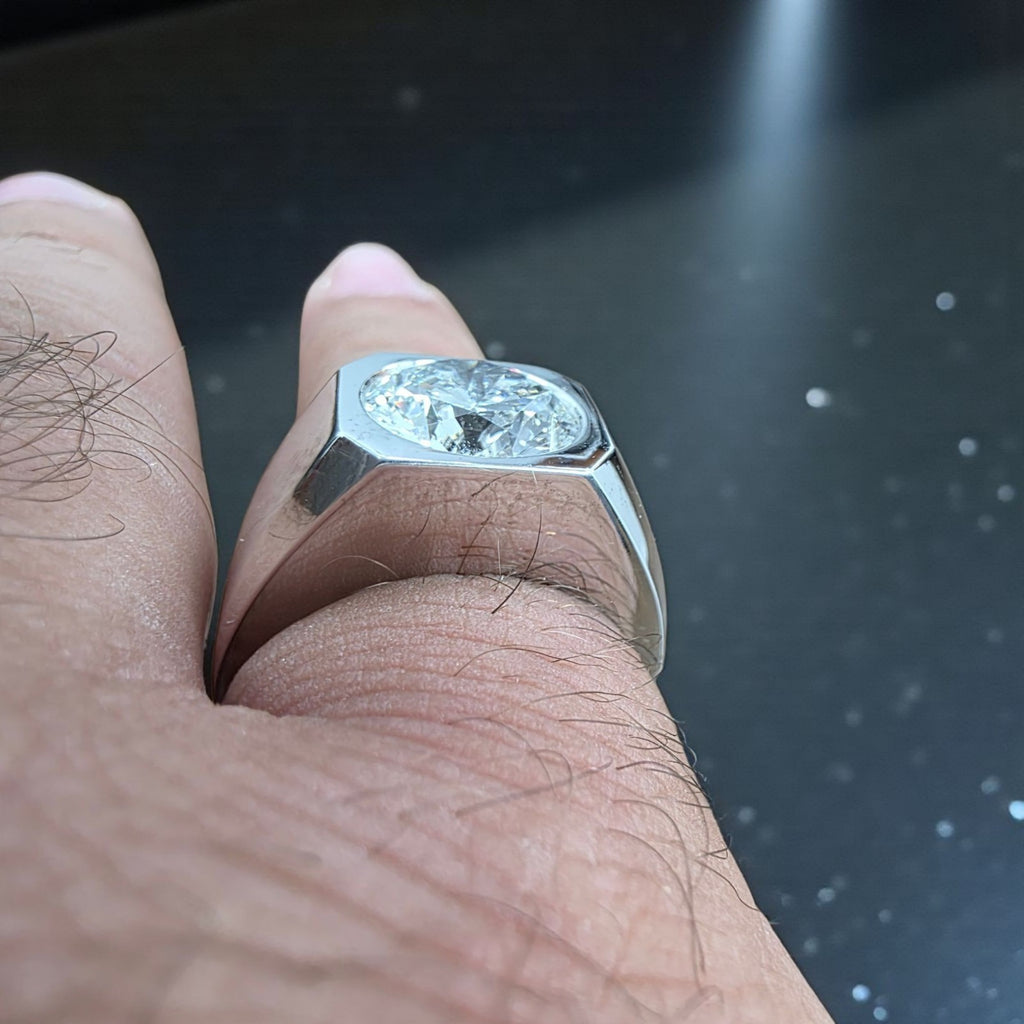 4.00 Ct D VVS2 Lab Grown Round Diamond Men's Ring 14k White IGI Certified