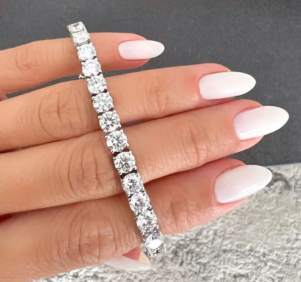 16 Ct TW Round Diamond 7" Tennis Bracelet 14k White Gold Lab Grown Color D E VVS