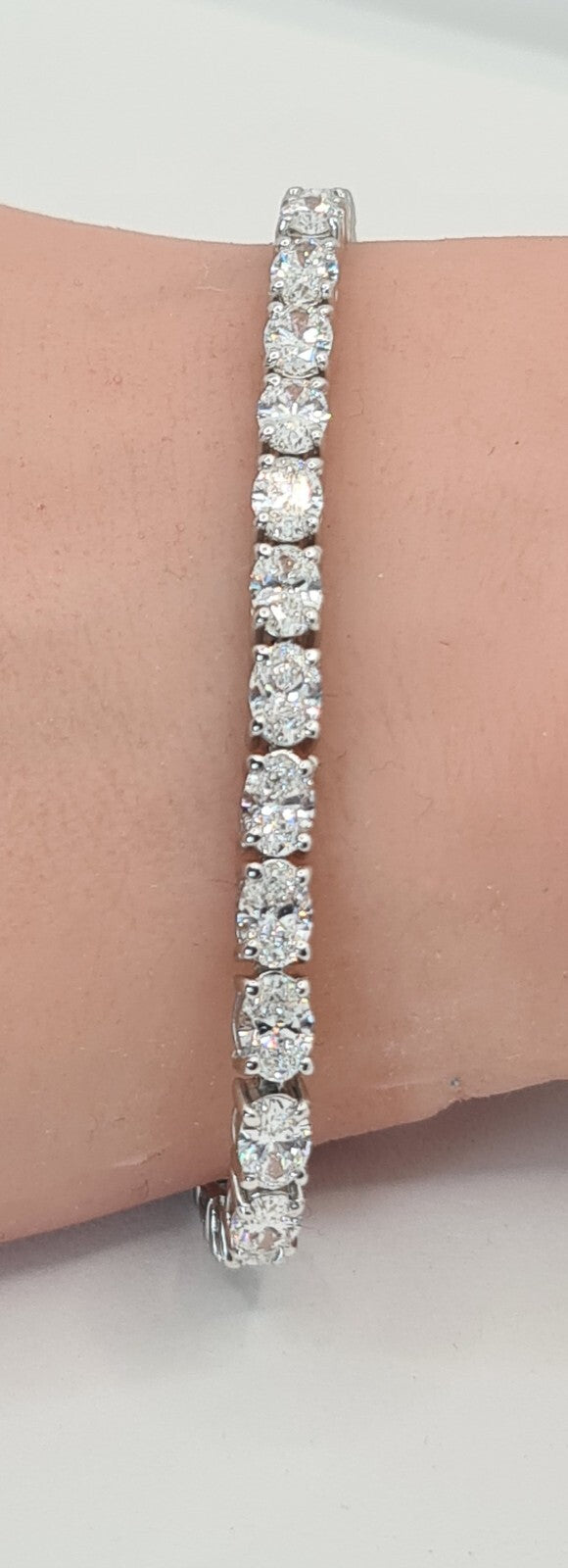 10.20 Ct Oval Diamond 7" Tennis Bracelet 14k White Gold Lab Grown (EF/VS)