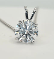 3 Ct E VVS2 Round Lab Grown Diamond Pendant 14k White Gold IGI Certified