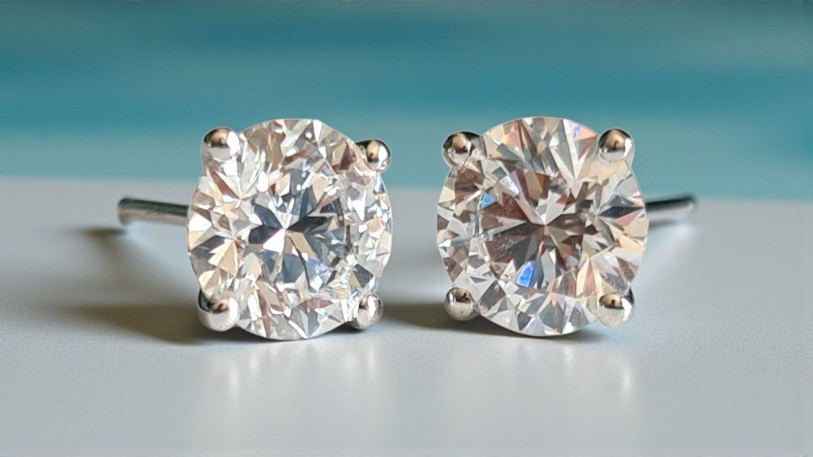 4.00 Ct Round Lab Grown D VVS2 Diamond Studs 14K White Gold IGI Certified